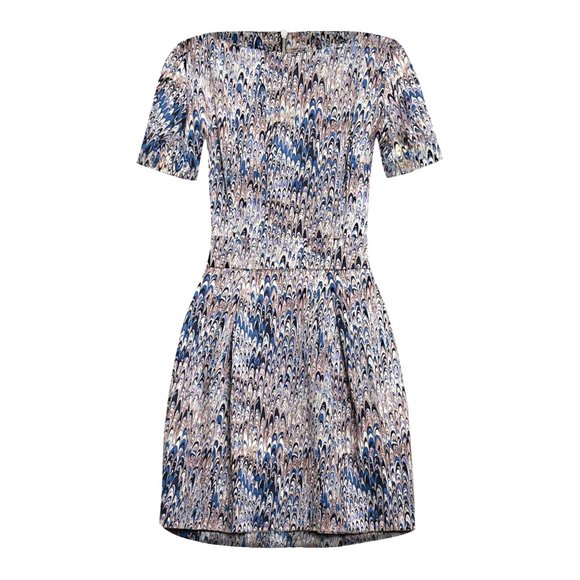 French Connection Richie Desert Lily Abstract Print Boatneck A-Line Sheath Dress - Picture 4 of 15